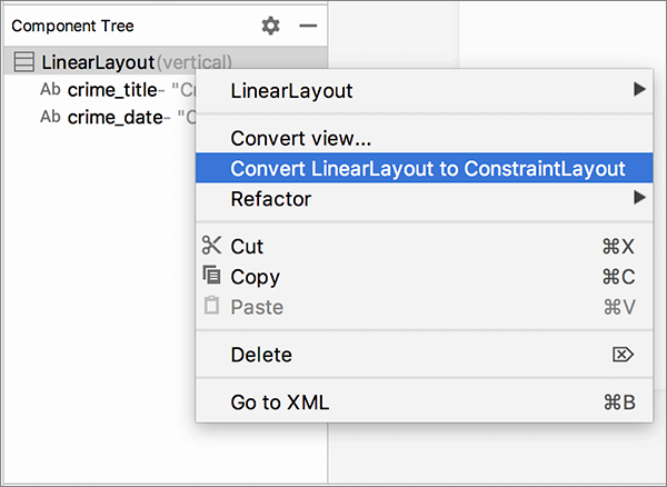 Converting the root view to a ConstraintLayout