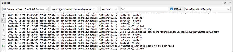 MainActivity and QuizViewModel destroyed