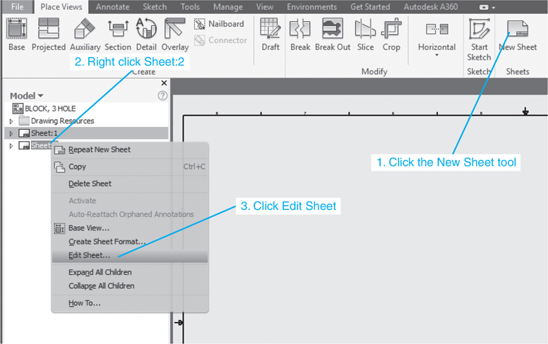 A screenshot describes about adding more sheets to a drawing.