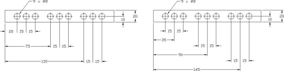 A snapshot depicts two additional methods for dimensioning repeating hole patterns.