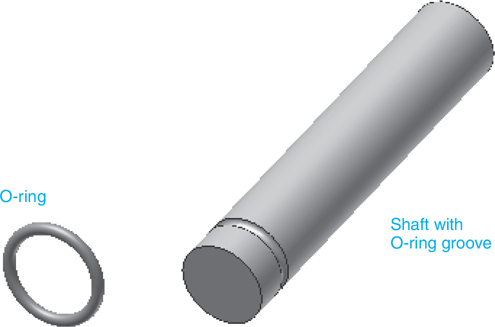 A figure shows an O-ring and a shaft. One end of the shaft has an O-ring groove.
