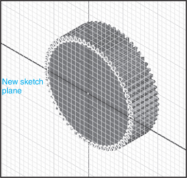 A figure shows a sketch of gear on a new sketch plane.