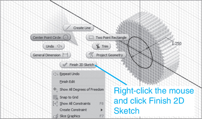 A screenshot displays the Finish 2D sketch option.