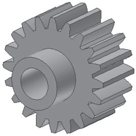 A figure shows a gear with a hole in the center.