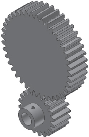 A figure shows a spur gear with a hole on the smallest gear.