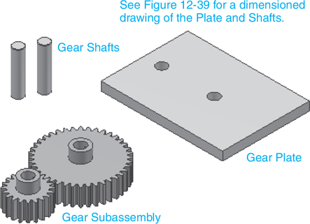 A figure displays the gear shafts, gear plate, and gear subassembly.
