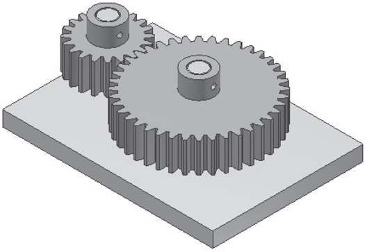 A figure shows the assembled structure of the gears, shafts, and support plate.