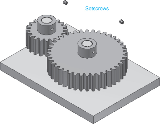 A figure shows the set screws and gear hubs separately.