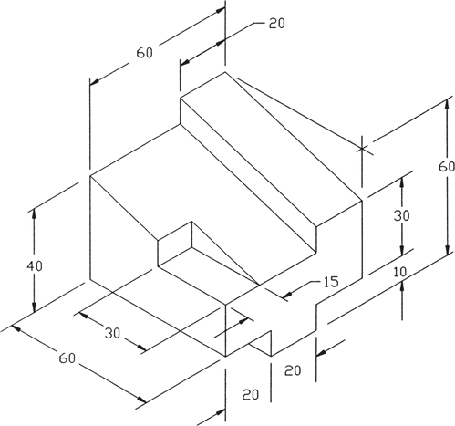 An illustration of an object along with the specified dimensions.