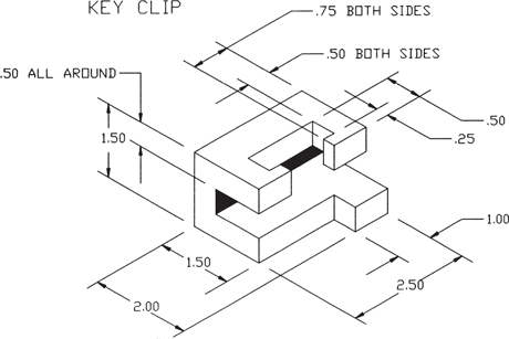 A figure depicts the isometric view of a key clip.