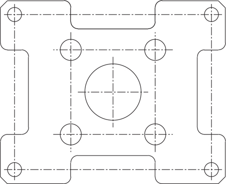 An outline diagram of a mounting plate is shown. 