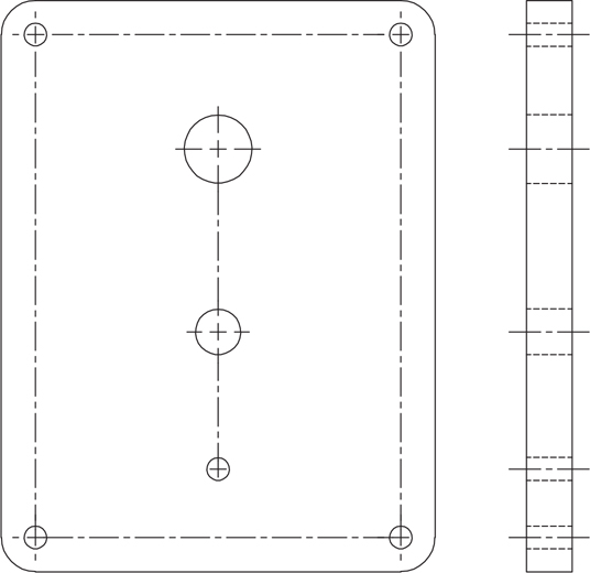 An outline of a base plate is shown.