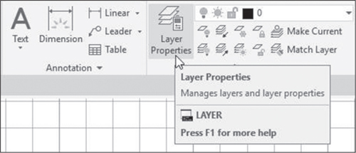 A screenshot displays several tools in which the 'layer properties' tool is selected. An identifying box below the tool provides description for the tool.
