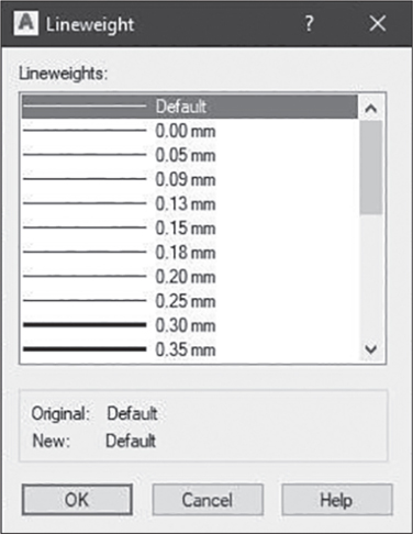 A screenshot illustrates on changing Line weight.