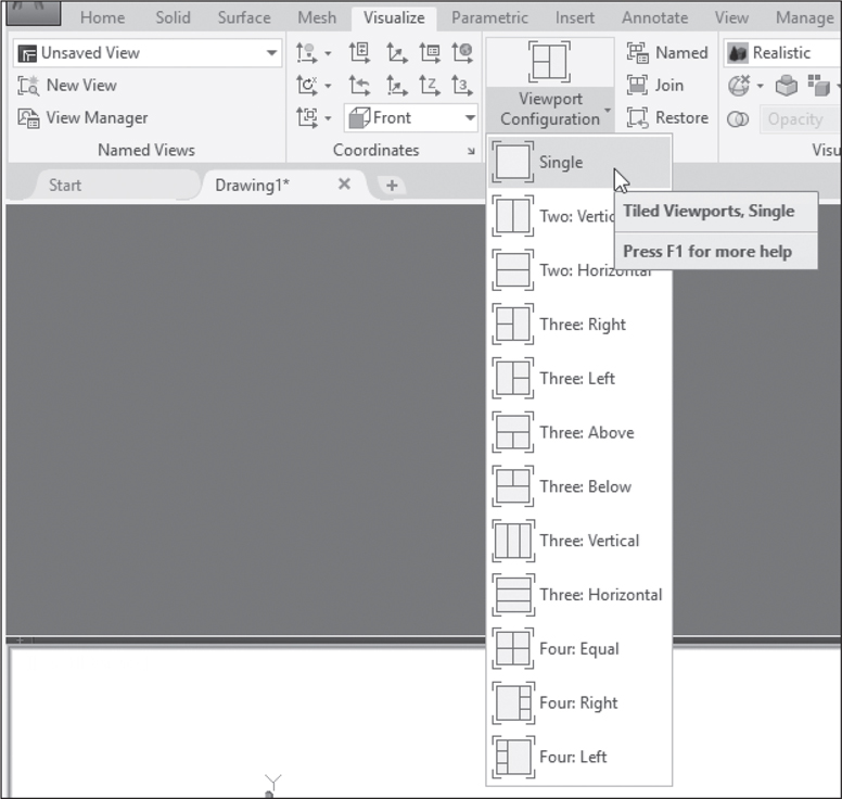 A screenshot lists the options in a viewport configuration.