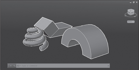 A screenshot of the AutoCAD window shows the extruded rectangle along with a semi-circular object. In the rectangular object a swept helix is attached.