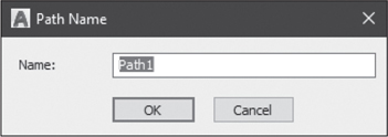 The pathname dialog box is shown. It displays the Name field. The OK button and the Cancel button is at the bottom.