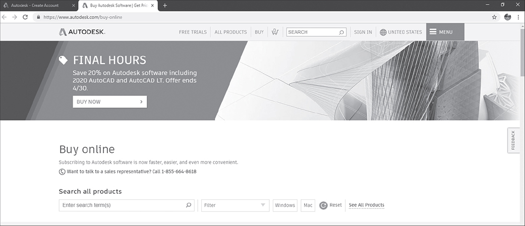 A screenshot of the Autodesk product page is shown.