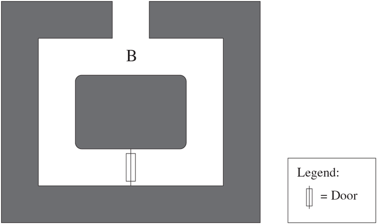 Illustration shows the Tunnel Used in the Zero-Knowledge Protocol. The tunnel is represented by a rectangular box with an opening at the top labeled as B.