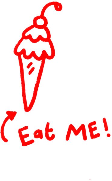 Image of a cone of ice cream, captioned “Eat me!”