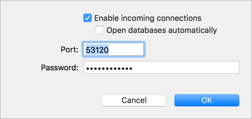 Figure 77: Set up incoming connections in this dialog.
