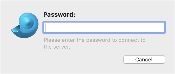 Figure 78: Enter the password you set up on the server Mac here.