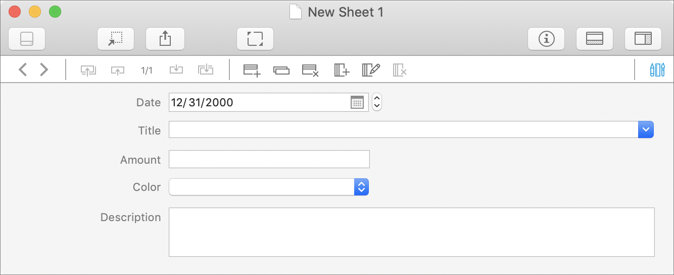 Figure 31: This is the same sheet as in the previous example, but shown in form view.