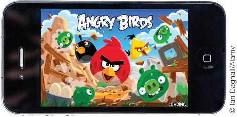 Illustration of Angry Birds mobile game.