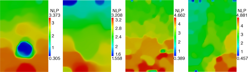 4 Images of non linear parameter γ reconstructions for sections 1 through 4 (left-right).