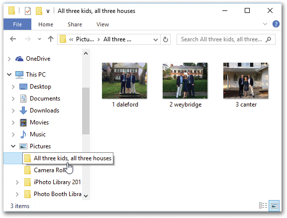 When you click a disk or folder in the navigation pane—including the This PC hierarchy—the main window displays its contents, including files and folders. Double-click to expand a disk or folder, opening a new, indented list of what’s inside; double-click again to collapse the folder list.