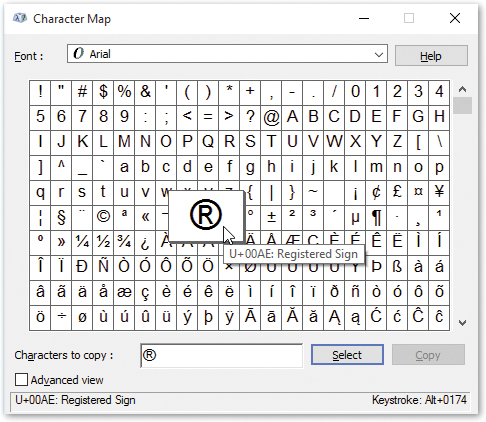 Double-click a character to transfer it to the “Characters to copy” box, as shown here. (Double-click several in a row if you want to capture a sequence of symbols.) You may have to scroll down quite a bit in some of today’s modern Unicode fonts, which contain hundreds of characters. Click Copy, and then close the window. When you’ve returned to your document, use the Paste command to insert the symbols.