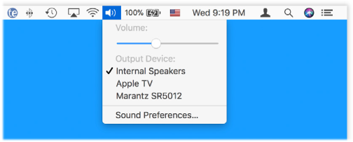 The tiny speaker silhouette in the upper-right corner of your screen turns into a volume slider when you click it. To make this sound menulet appear or disappear, open the Sound pane of System Preferences and use “Show volume in menu bar.”