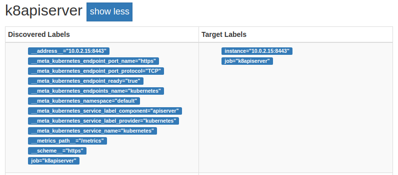 One discovered target on the service discovery status page