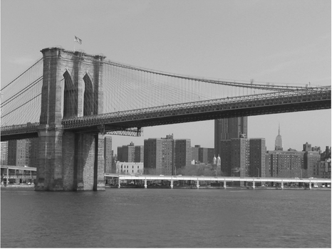 Figure 1.8 Low magnitude graphic vector: Brooklyn Bridge. Within each category of vector, there can be low magnitude . . . Source: RMajouii / Wikimedia Commons / CC BY 1.0.