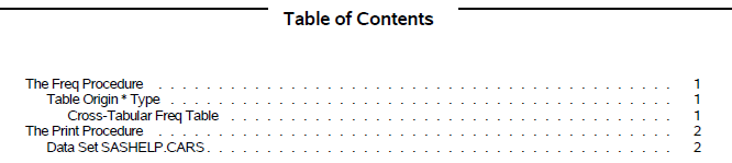 Printable Table of Contents for PDF Output