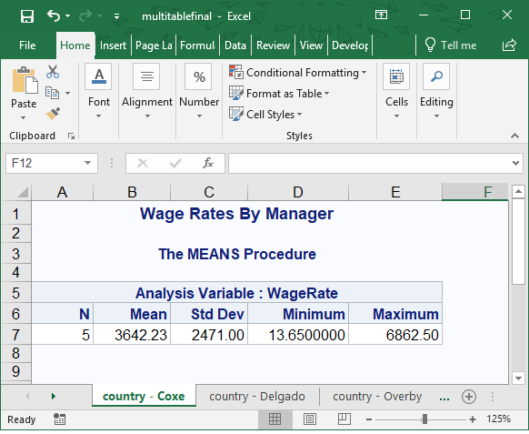 Customized Excel Output