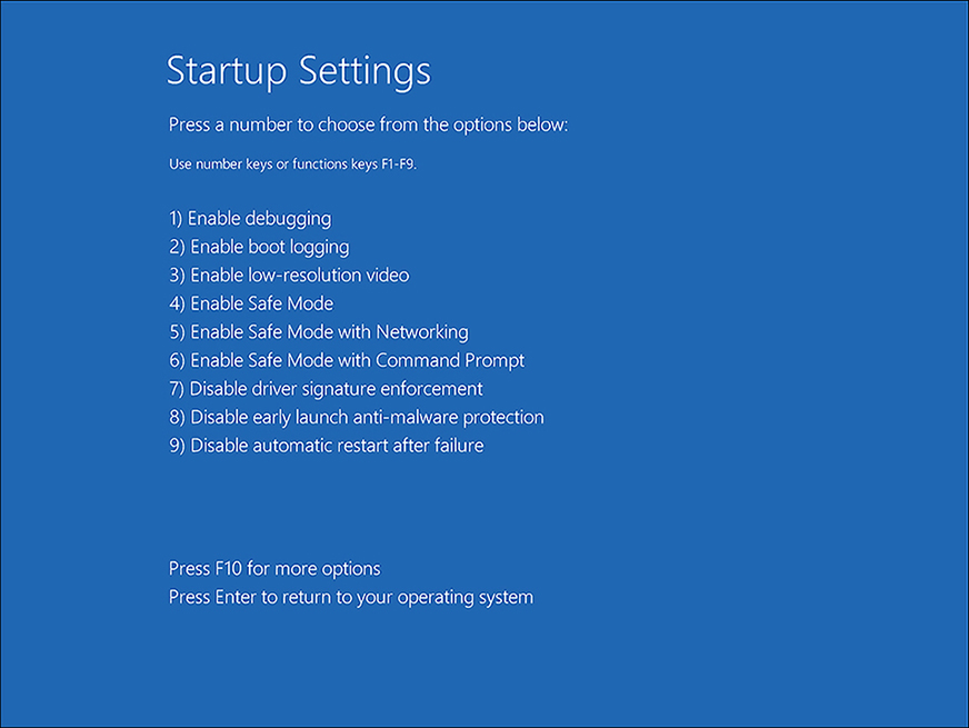 A screen shot shows the Startup Settings page.