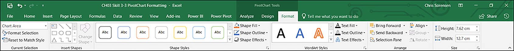 PivotChart Tools Format tab.