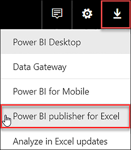 Download location for Power BI publisher for Excel.