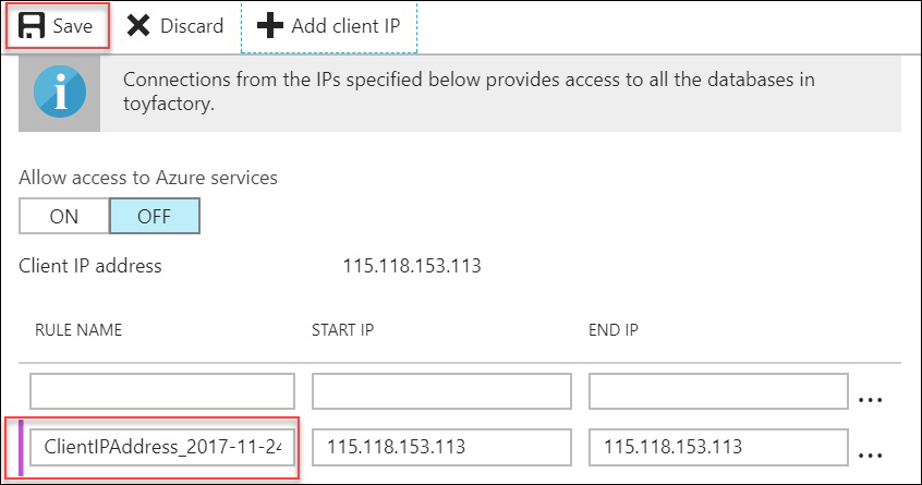 Managing the Server-Level Firewall Rules using the Azure Portal