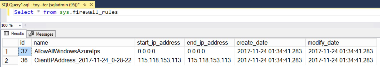 Managing the Server-Level Firewall Rules using Transact-SQL