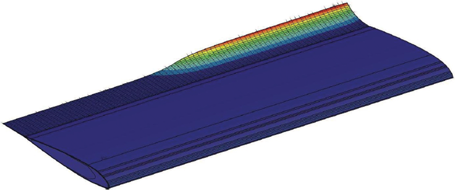 Computer-generated image of ATE technology providing smooth deformation of a helicopter blade.