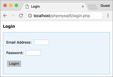 Screenshot of a login HTML form.