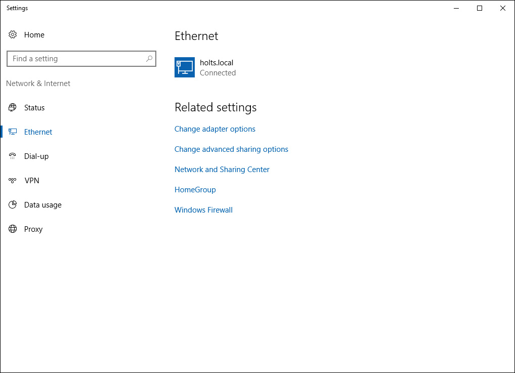 Screenshot of the Network and Internet Utility displaying the Ethernet settings.
