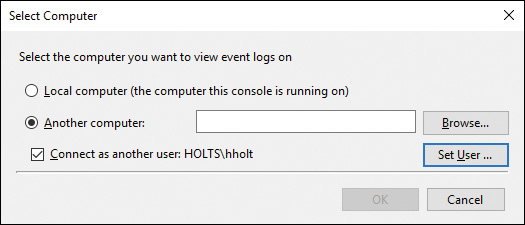 Screenshot shows Select Computer dialog box.