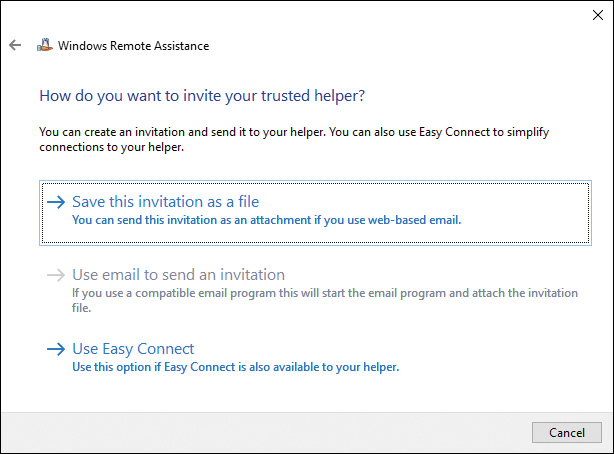 Screenshot shows Windows Remote Assistance dialog box.