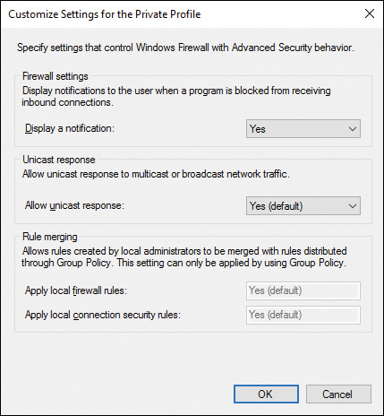 Screenshot of the Customize Settings dialog box letting the user control notifications configurations.