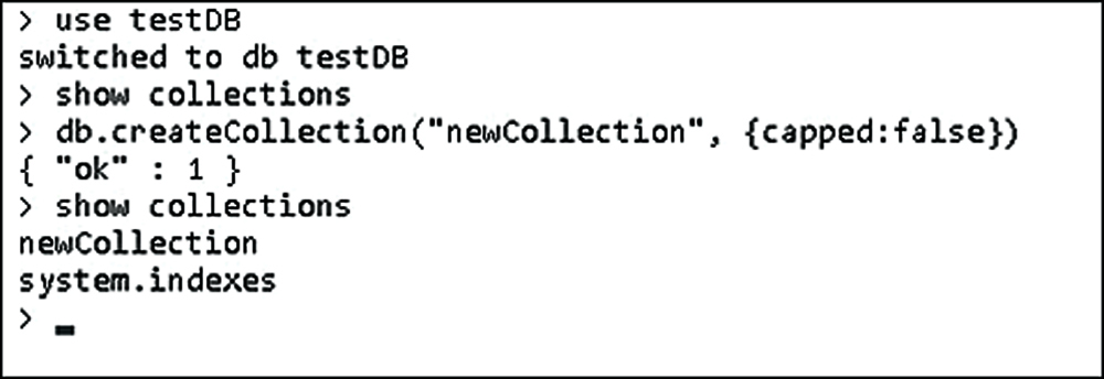 Screenshot shows a command for creating a new collection.