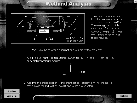 Screenshot shows a wetland analysis window.