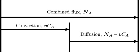 Diagrammatic representation of the partitioning of combined flux into diffusion and convection.
